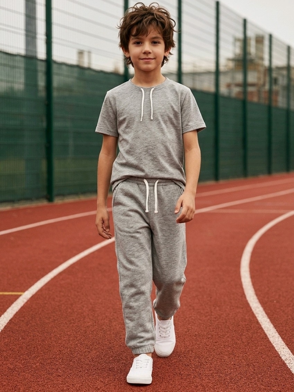 NEW Kids Gray Jogger Sweatpants 3/4T Elastic Waist Lounge Pants